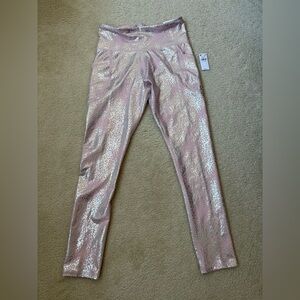 Old Navy iridescent pink leopard print leggings, sz 14-16 juniors, women’s XS/S